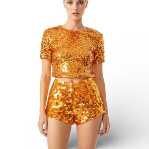 NWT ROSA BLOOM High Waist Juno Sequins Iridescent Shorts SIZE XXS